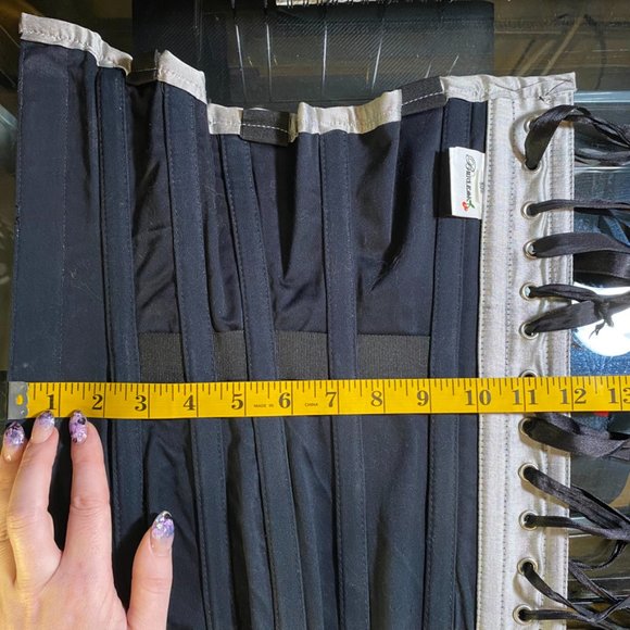 Burleska Silver Swirl Silk Taffeta Overbust Corset- Size 24in - Picture 8 of 12